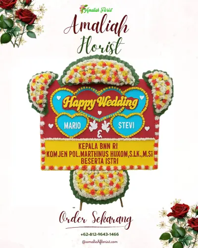 Karangan Papan Bunga Pernikahan di Tlogo